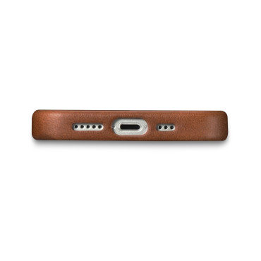 Pierna de cuero IPHONE 14 Bolsa magnética con funda de cuero premium de cera de aceite Magsafe Bronce