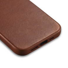 Pierna de cuero IPHONE 14 Bolsa magnética con funda de cuero premium de cera de aceite Magsafe Bronce