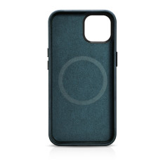 Cuir iPhone 14 Pochette magnétique avec mages sur la cire de pétrole Case Premium Case Navy