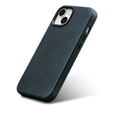 Cuir iPhone 14 Pochette magnétique avec mages sur la cire de pétrole Case Premium Case Navy