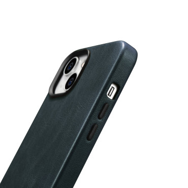 Cuir iPhone 14 Pochette magnétique avec mages sur la cire de pétrole Case Premium Case Navy