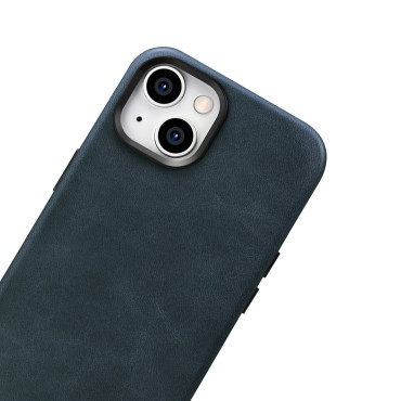 Koža iPhone 14 magnetska vrećica s magsafe ulje vosak premium kožom pucaš mornaricom