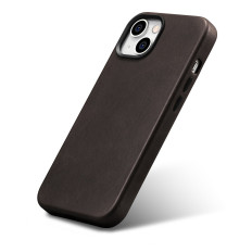 Couro iPhone 14 Caixa Magnética com Magsafe Oil Cera Premium Caso de Couro Castanho