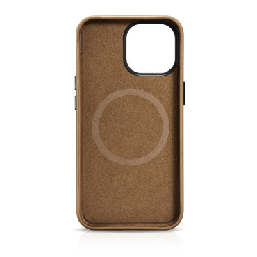 Läderfodral Iphone 14 Pro Magnetic med magsafe olja vax Premium läderväska brun brun