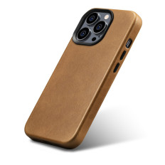 Läderfodral Iphone 14 Pro Magnetic med magsafe olja vax Premium läderväska brun brun