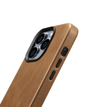 Funda de cuero iPhone 14 Pro Magnetic con Magsafe Aceite Cera de cuero Premium Clea Marrón Marrón