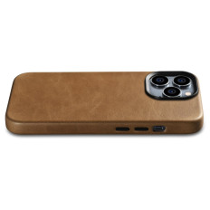 Läderfodral Iphone 14 Pro Magnetic med magsafe olja vax Premium läderväska brun brun