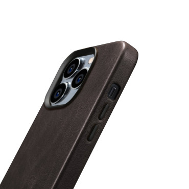 Leather case iPhone 14 Pro magnetic with Magsafe Oil Wax Premium Leather Case Dark Brown