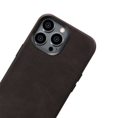 Leather case iPhone 14 Pro magnetic with Magsafe Oil Wax Premium Leather Case Dark Brown