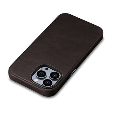 Kožené puzdro iPhone 14 Pro Magnetic s Magsafe Oil Wax Premium kožené puzdro Tmavo hnedé