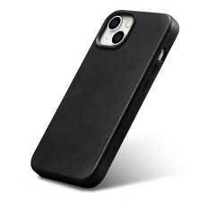 Cuir iPhone 14 plus Étui magnétique avec cire à huile Magsafe Cire Premium Case Noir