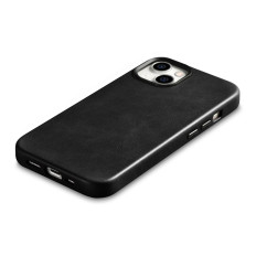 Cuir iPhone 14 plus Étui magnétique avec cire à huile Magsafe Cire Premium Case Noir