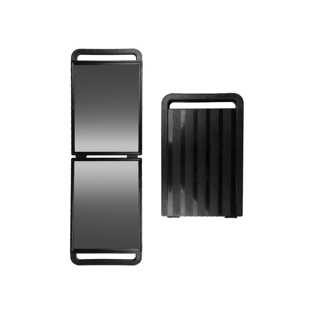 Double folding hairdressing mirror