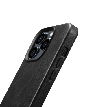 Kožený iPhone 14 Pro Max Max Magnetic s Magsafe Oil Wax Premium Kožené puzdro Čierna