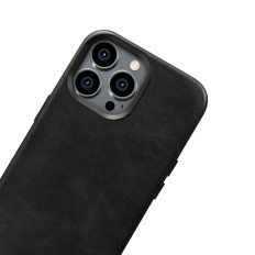 Kožený iPhone 14 Pro Max Max Magnetic s Magsafe Oil Wax Premium Kožené puzdro Čierna
