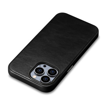 Kožený iPhone 14 Pro Max Max Magnetic s Magsafe Oil Wax Premium Kožené puzdro Čierna