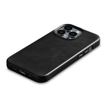 Kožený iPhone 14 Pro Max Max Magnetic s Magsafe Oil Wax Premium Kožené puzdro Čierna