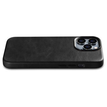 Kožený iPhone 14 Pro Max Max Magnetic s Magsafe Oil Wax Premium Kožené puzdro Čierna