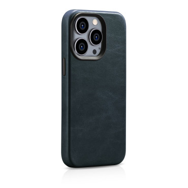 Läderfodral iPhone 14 Pro Magnetic Magnetic med Magsafe Oil Wax Premium Leather Case Navy
