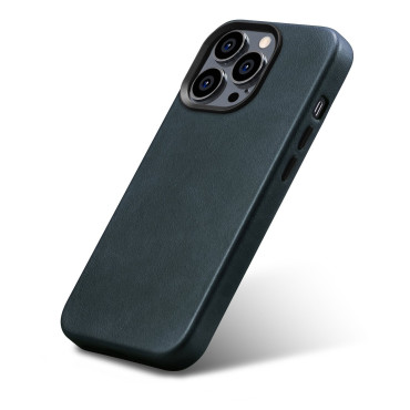 Usnjena Case iPhone 14 Pro Magnetni magneti z Magsafe Oil Wax Premium usnje Case Navy