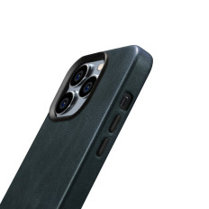 Kožené puzdro iPhone 14 Pro Magnetic Magnetic s Magsafe Oil Wax Premium Kožené Case Navy