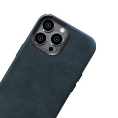 Kožené puzdro iPhone 14 Pro Magnetic Magnetic s Magsafe Oil Wax Premium Kožené Case Navy