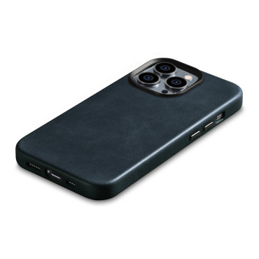 Usnjena Case iPhone 14 Pro Magnetni magneti z Magsafe Oil Wax Premium usnje Case Navy