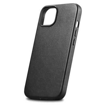Caso feito de couro natural para iPhone 14 Magsafe Case Couro Capa Preta