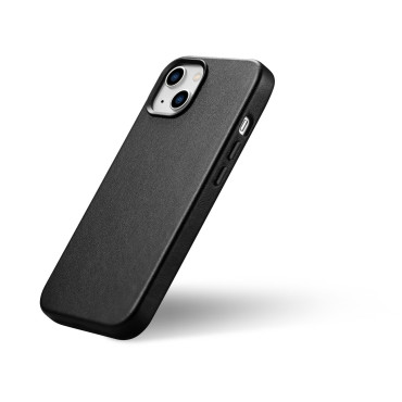 Caso feito de couro natural para iPhone 14 Magsafe Case Couro Capa Preta