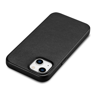 Caso feito de couro natural para iPhone 14 Magsafe Case Couro Capa Preta