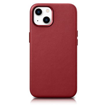 Naturligt läderfodral för iPhone 14 Magsafe Case Leather Burgundy Cover