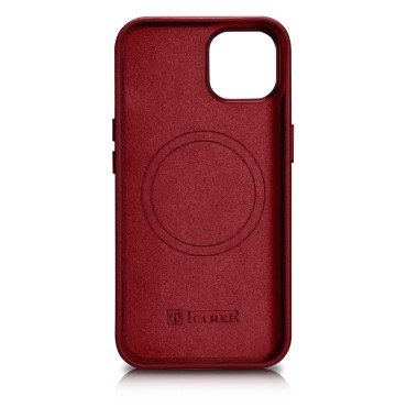 Naravna usnjena torbica za iPhone 14 Magsafe Case usnje Burgundska prevleka