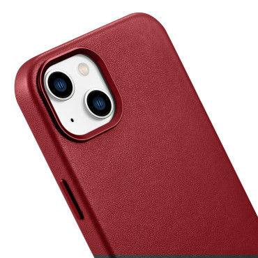 Naravna usnjena torbica za iPhone 14 Magsafe Case usnje Burgundska prevleka