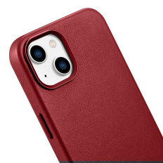 Prírodné kožené puzdro pre iPhone 14 Magsafe Case Koža Burgundy Cover