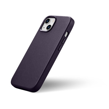Naturligt läderfodral för iPhone 14 Magsafe Case Läder Lila Skal