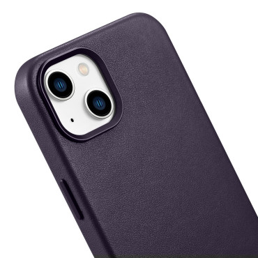 Naturligt läderfodral för iPhone 14 Magsafe Case Läder Lila Skal