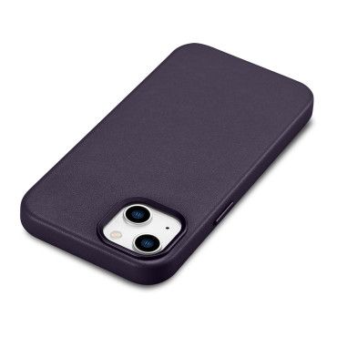 Naturligt läderfodral för iPhone 14 Magsafe Case Läder Lila Skal
