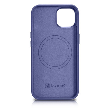 Natural da pele capa para iPhone 14 Magsafe Case Bolsa De Couro Roxo