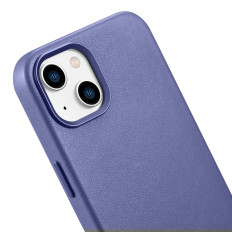 Naturligt hudväska till iPhone 14 Magsafe Case Läderpåse Klar lila