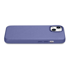 Naturligt hudväska till iPhone 14 Magsafe Case Läderpåse Klar lila