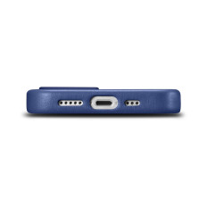 Natuurlijke leren tas voor iPhone 14 Magsafe Case Lederen Pouch Blue