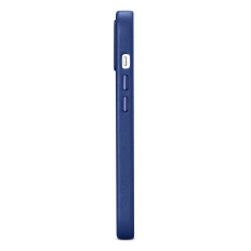 Caso de couro natural para iPhone 14 Magsafe Case Bolsa de couro azul