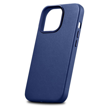 Primer iz naravne kože za iPhone 14 Pro Magsafe Case Usnje Blue