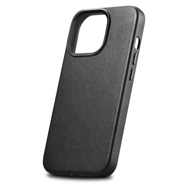 Prípad z prírodného koženého puzdra pre iPhone 14 Pro Magsafe Case Kožená čierna
