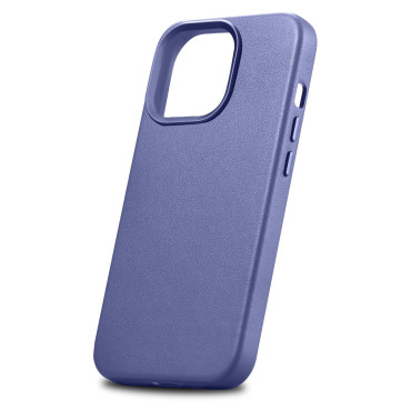 Caso feito de estojo de couro natural para iPhone 14 Pro Magsafe Case Light Light Roxo