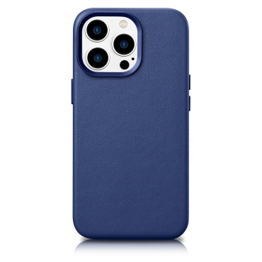 Caso hecho de funda de cuero natural para iPhone 14 Pro Magsafe Case Light Blue