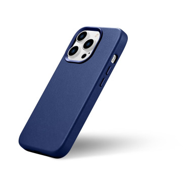 Caso hecho de funda de cuero natural para iPhone 14 Pro Magsafe Case Light Blue