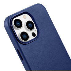 Case gemaakt van natuurlijke lederen tas voor iphone 14 pro magsafe case lederen lichtblauw