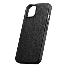Läder iPhone 14 Magnetisk påse med Magsafe Litchi Premium Läderfodral Svart