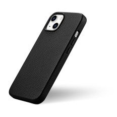 Läder iPhone 14 Magnetisk påse med Magsafe Litchi Premium Läderfodral Svart